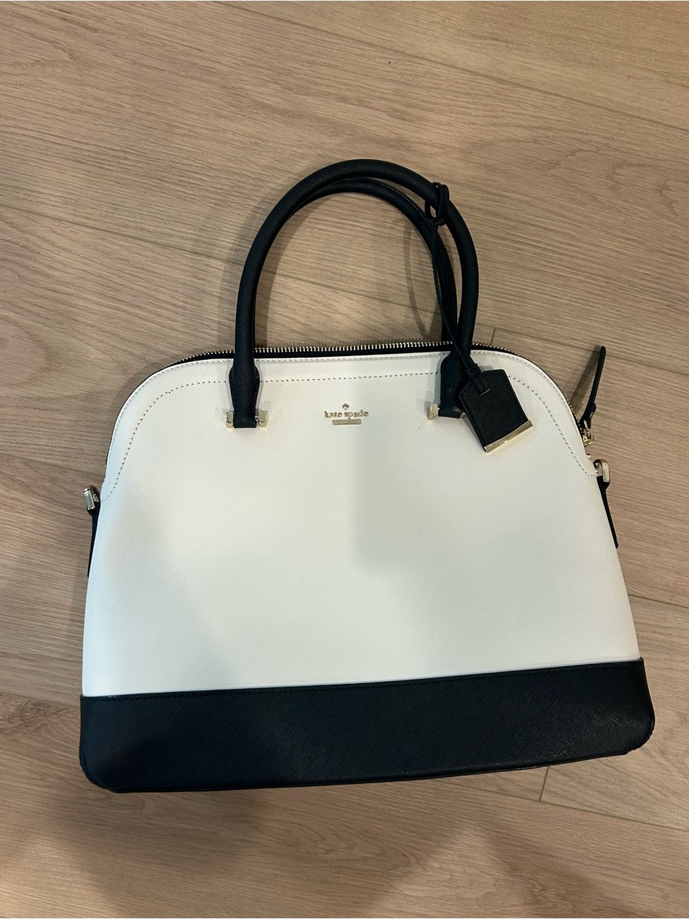 kate spade Black and White Colorblock Dome Satchel